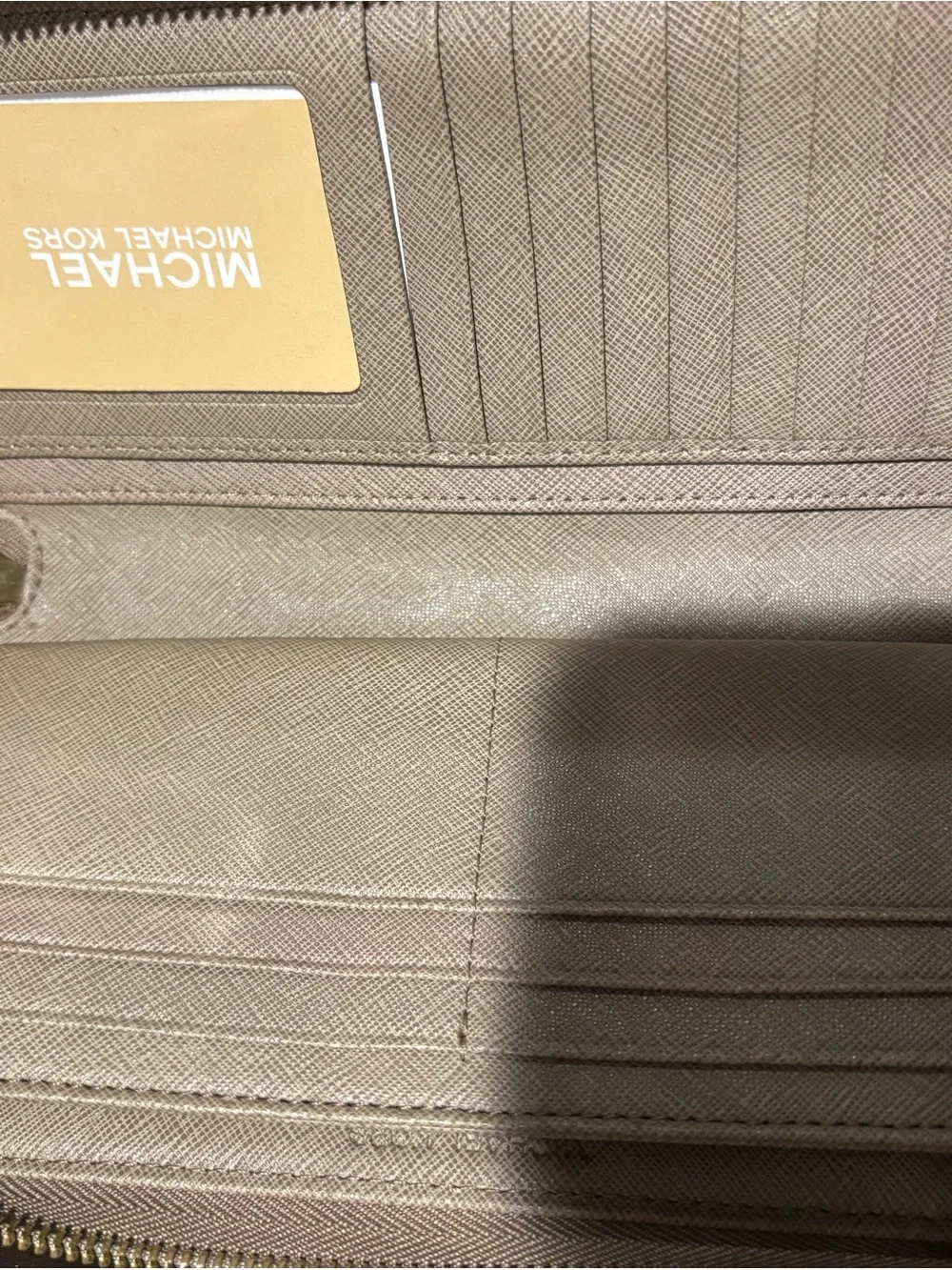 Michael Kors Saffiano Leather Zip Wallet in Blush Pink with Gold Logo